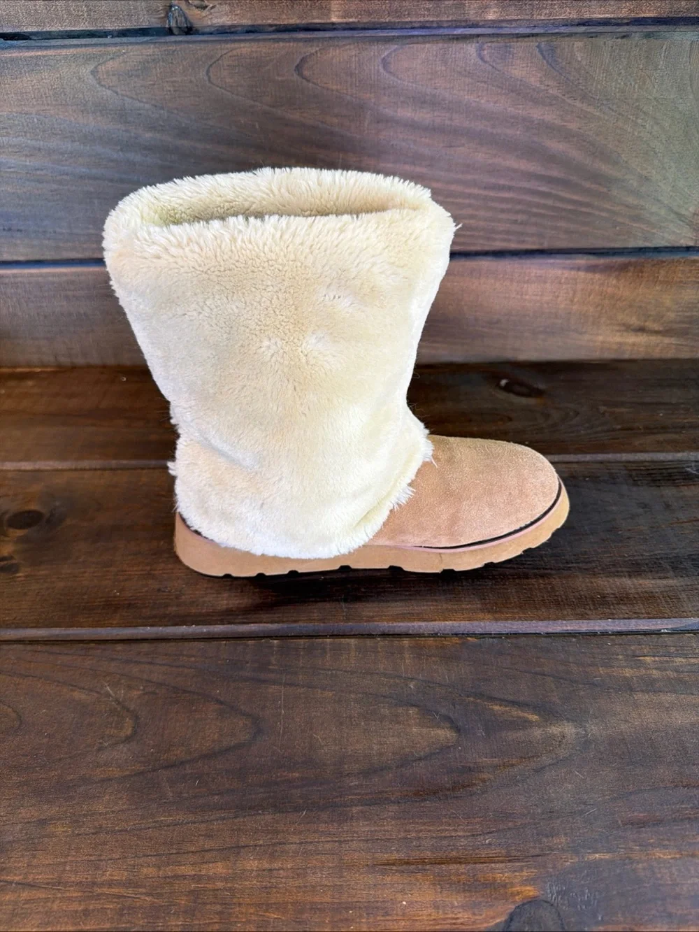 UGG Australia Chestnut Brown Suede & Sheepskin Shearling Boots Women Size 7